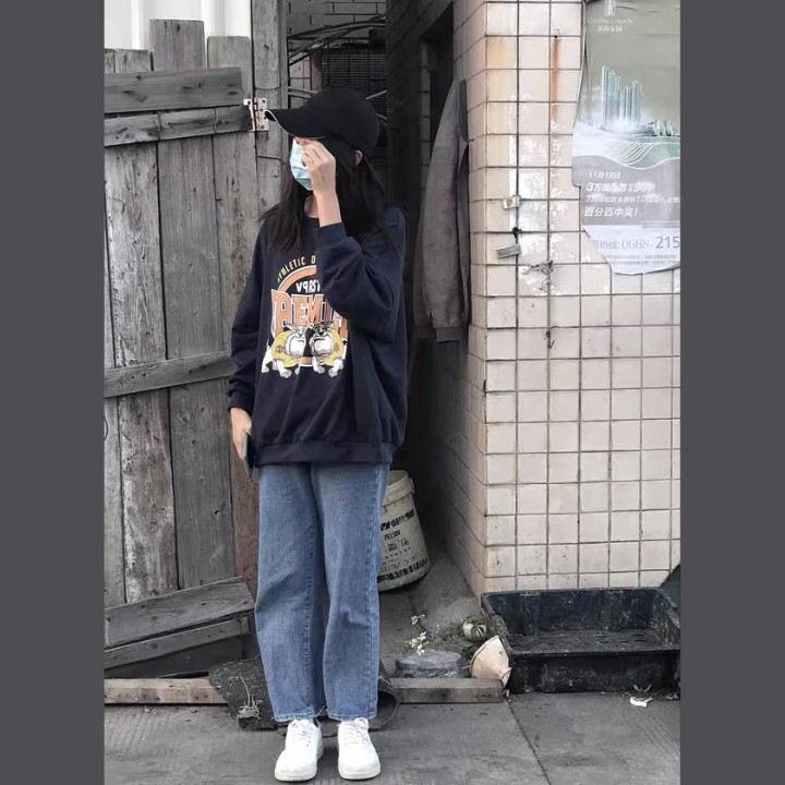 Áo sweater nữ/ Áo nỉ form rộng tay bồng unisex hình chó mặt xệ  RÔ STORE SW17 | BigBuy360 - bigbuy360.vn