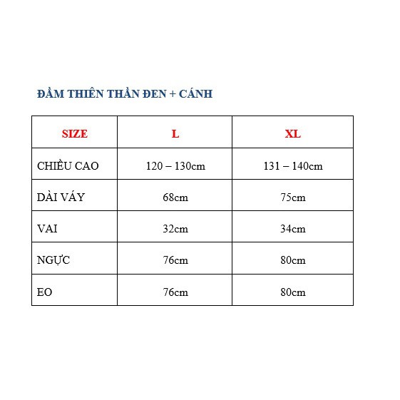 HM0477 - Đầm Hóa Trang Thiên Thần Đen Cho Bé Gái Kèm Cánh Và Cài Tóc