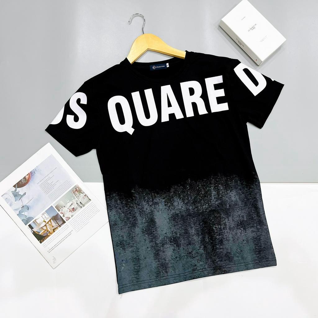 Áo thun nam cổ tròn DSQ phối loang sang trọng vải cotton thoáng khí mẫu mới giá rẻ