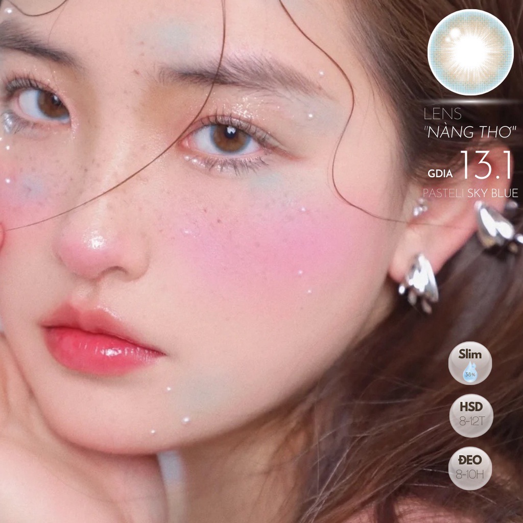 Kính áp tròng màu pastel PASTELI BLUE SKY chính hãng ISHA KOREA | Hsd 8-12 tháng | Lens cận