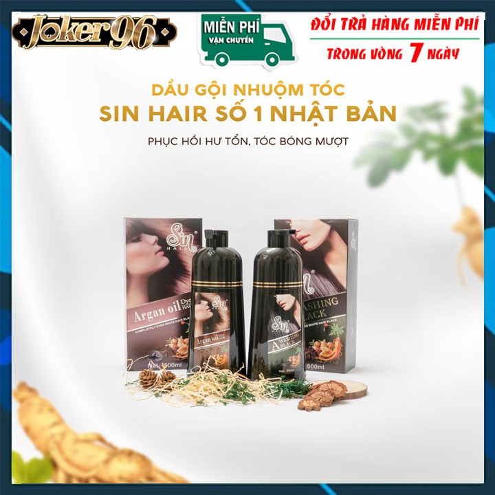 [Gội Là Đen] Dầu Gội Đen Tóc Nhân Sâm Sin Hair, Bóng Mượt Không Gây Hư Tổn Cho Tóc Và Da Đầu Cam Kết Chính Hãng