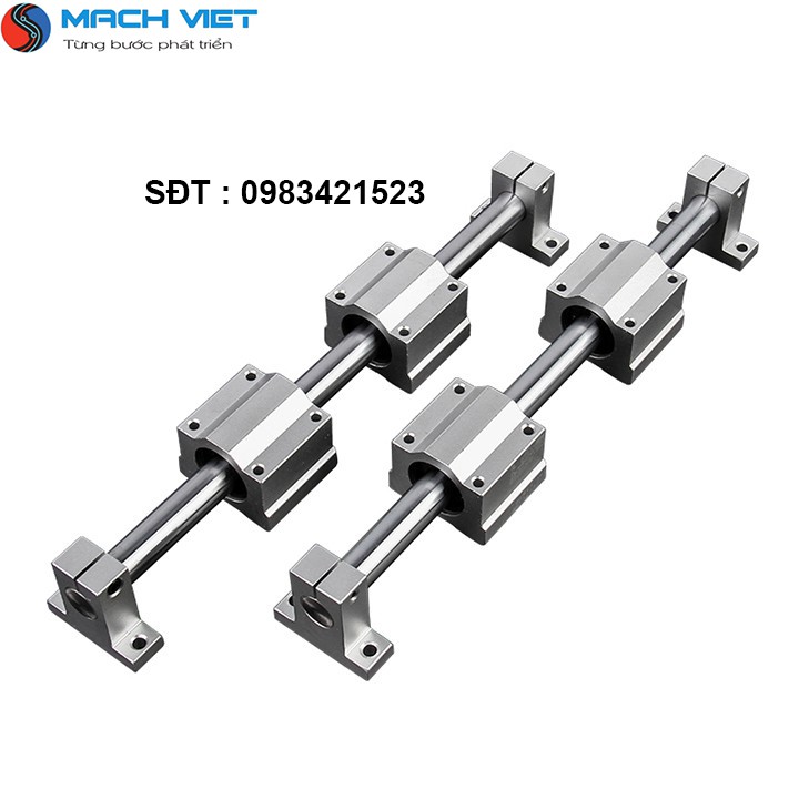 Bộ Ray Trượt Và Thanh Trượt không đế phi 12 dài 1 mét, 2 con trượt SCS12UU và 2 gối đỡ SK12