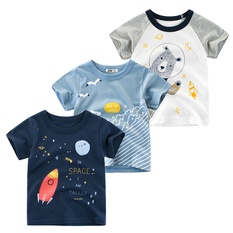 Áo Thun Tay Ngắn In Họa Tiết Hoạt Hình 3D Thời Trang Mùa Hè 2022 Dành Cho Bé Trai Gái 3 Màu