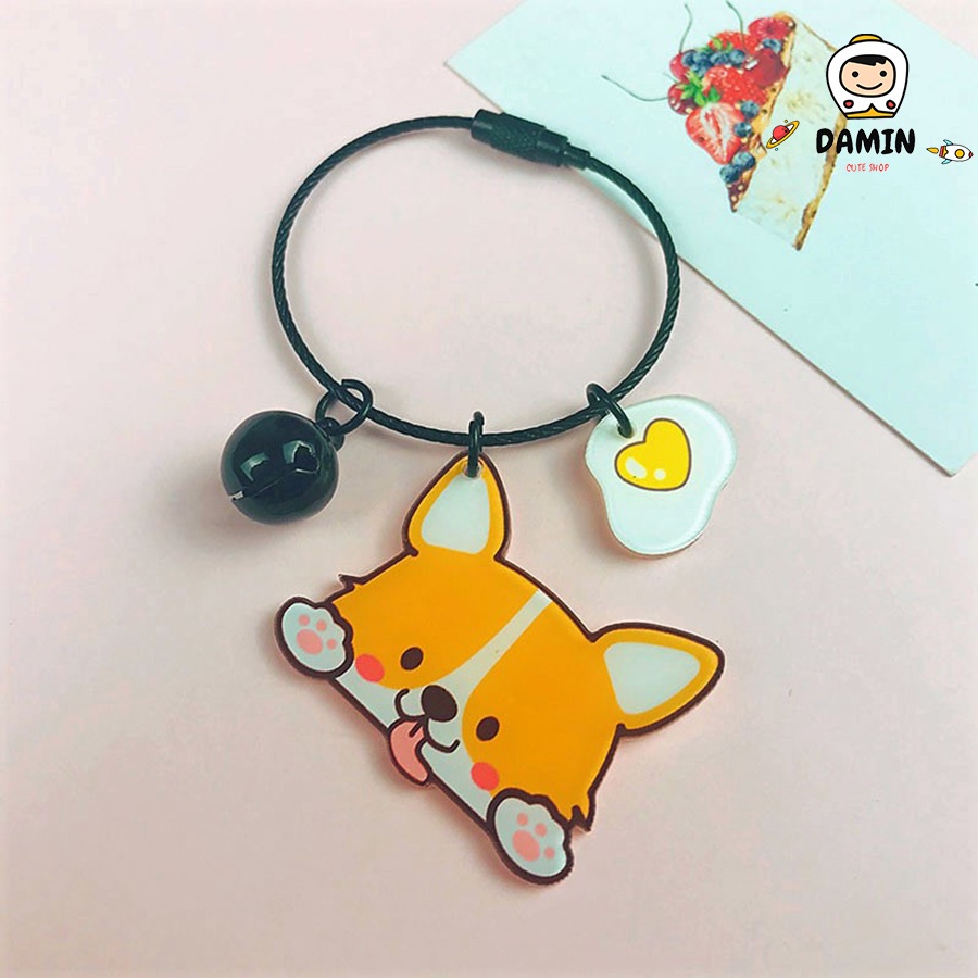 Móc Chìa Khóa Hình Chó Corgi Mông To CUTE, phụ kiện trang trí balo