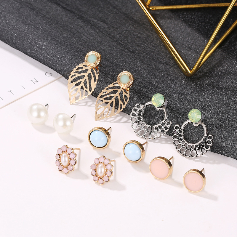 Bộ 6 Đôi Khuyên Tai Hợp Kim Nhiều Kiểu Dáng