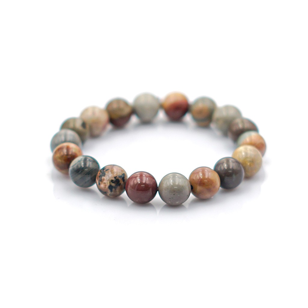 Vòng tay nam nữ Polychorme Jasper  8mm - Chế tác tự nhiên - Thương hiệu Anqlo - Vòng tay phong thủy tốt cho sức khỏe