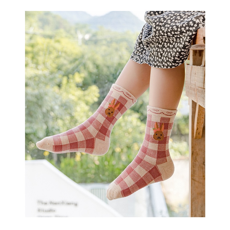 Set 5 đôi vớ KOKOROCARE ML-02 cổ cao vừa họa tiết dễ thương thu đông 2022 size S- L cho bé 1- 8 tuổi