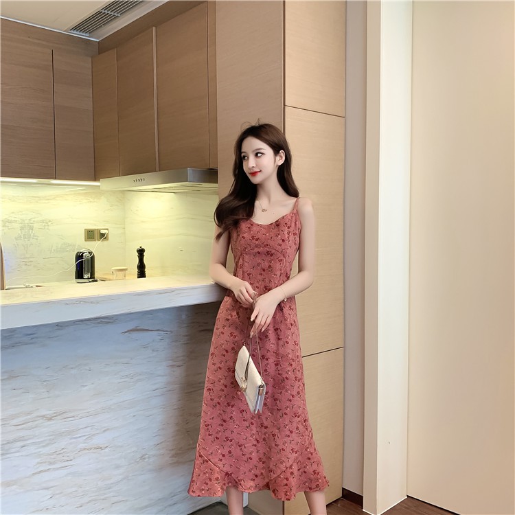 Váy nữ đẹp💥FREESHIP💥váy hoa nhí dáng dài 2 dây hồng đất siêu xinh | BigBuy360 - bigbuy360.vn