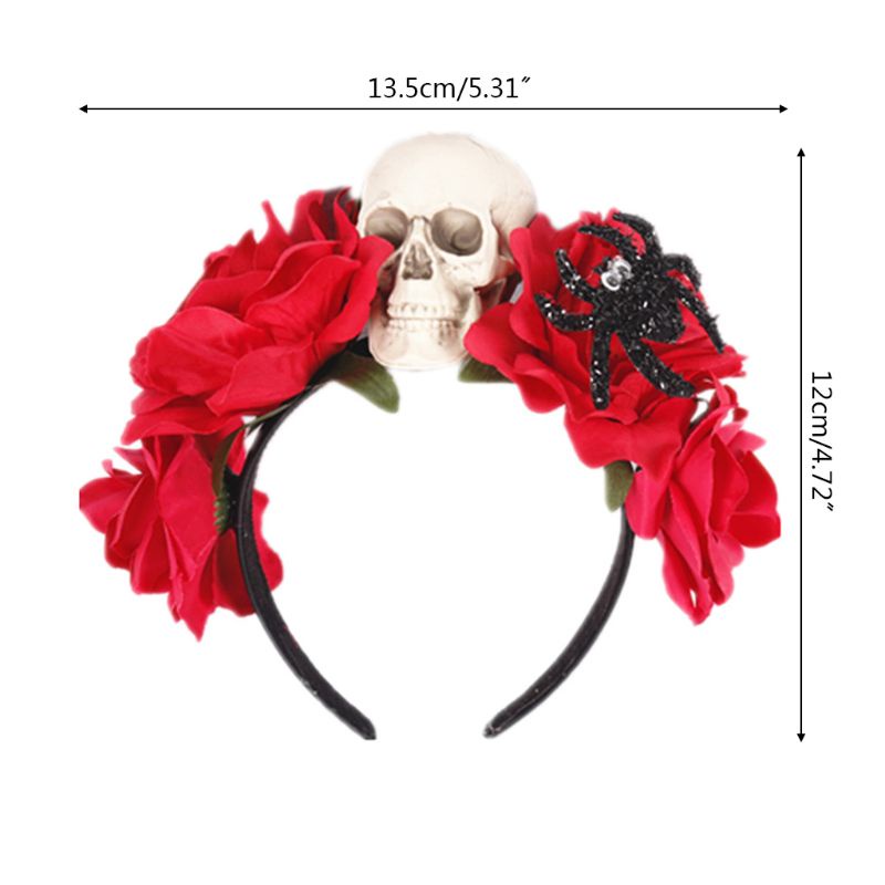 Băng Đô Hóa Trang Halloween Hình Đầu Lâu Hoa Hồng