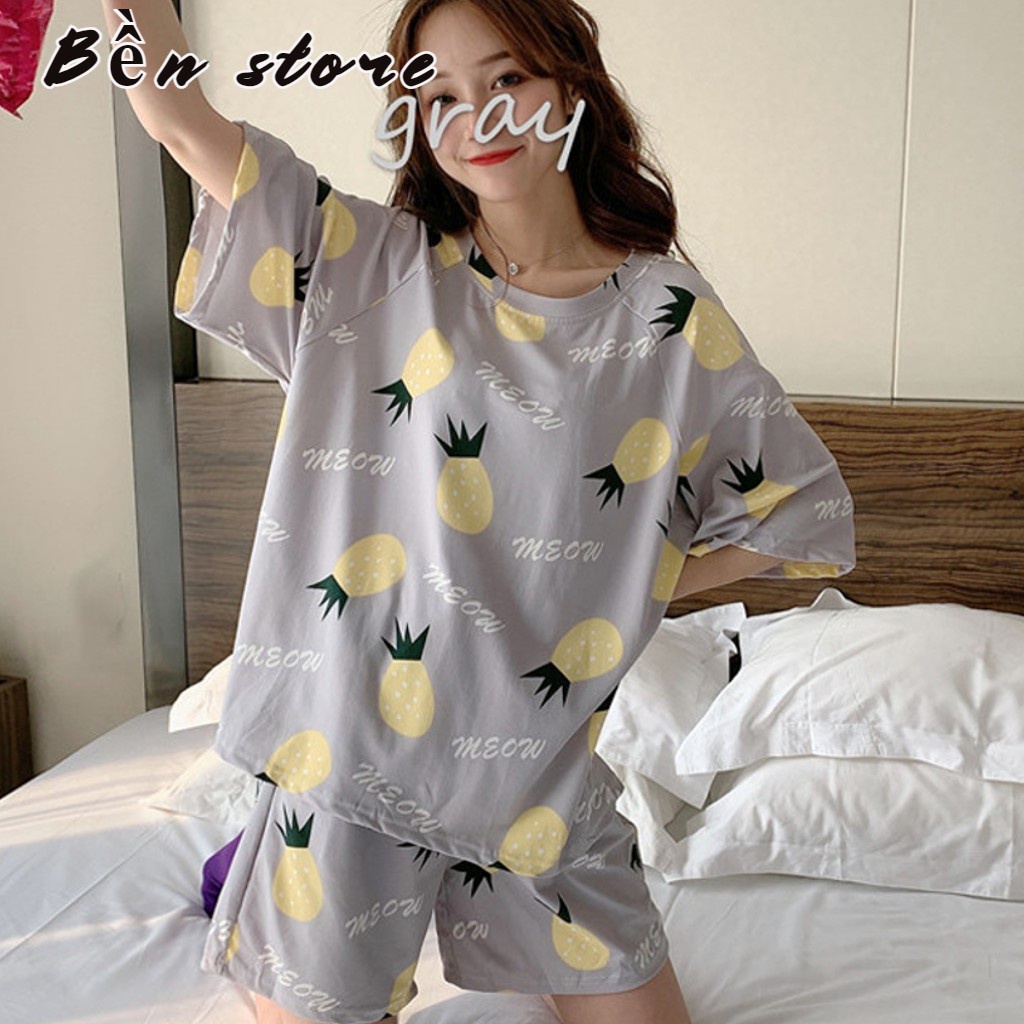 Bộ đồ ngủ ngắn tay họa tiết quả dứa dễ thương xinh xắn | BigBuy360 - bigbuy360.vn