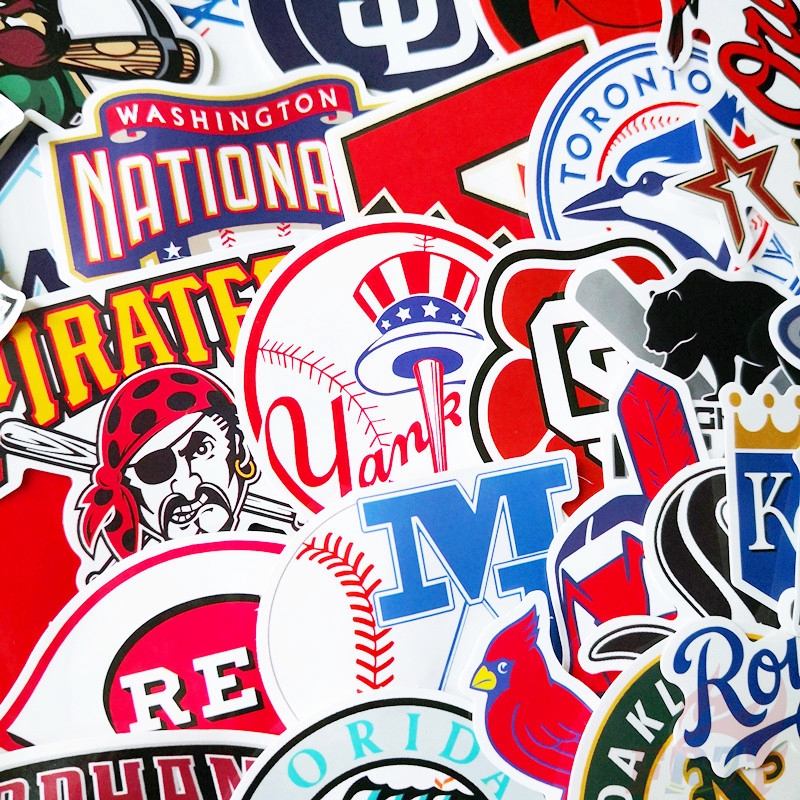 Set 53 miếng dán họa tiết logo MLB Major League Baseball 02 chống thấm nước thời trang