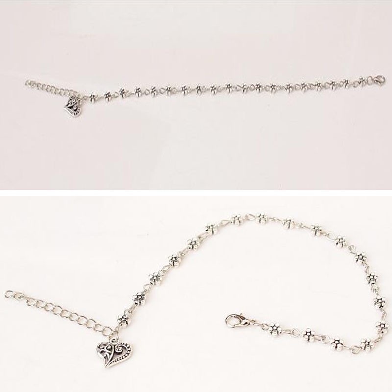 Lắc chân hình hoa mai nhỏ nhắn gắn hình trái tim rỗng dễ thương cho nữ LC101 | BigBuy360 - bigbuy360.vn