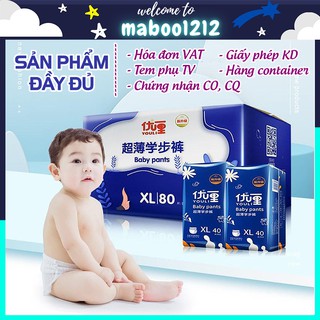 Bỉm YOULI XANH dán/quần đủ Size S108/M92/M88/L84/XL80/XXL72/XXXL68