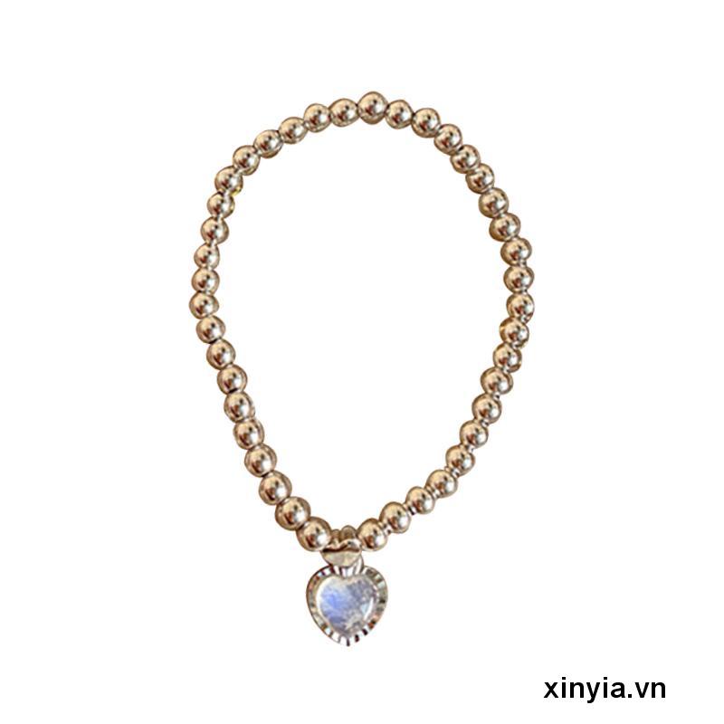 Mặt Vòng cổ Hình Trái Tim Đá Mặt Trăng Nhỏ Đơn Giản Cho Nữ