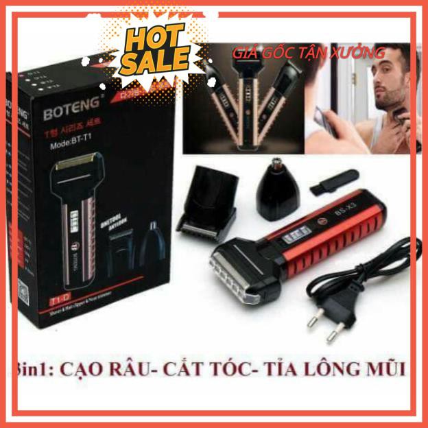 [BH 6 tháng] Tông đơ cắt tóc máy cạo râu tỉa lông mũi Boteng 3in1