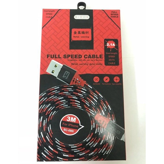Dây Sạc Dù BZY 909I Dây Dài 3 Mét, Hỗ Trợ Sạc Nhanh Chính Hãng BYZ Siêu Bền, Chống Đứt Gãy Sạc. Bảo Hành 12 Tháng