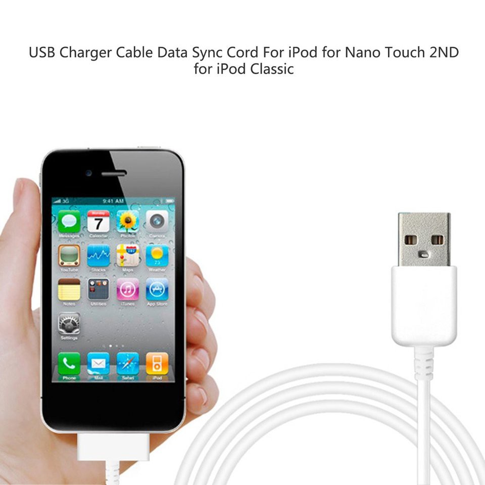 Dây cáp sạc USB, sync dữ liệu tương thích với iPad 2/3 Iphone 4/4S/3G, iPod