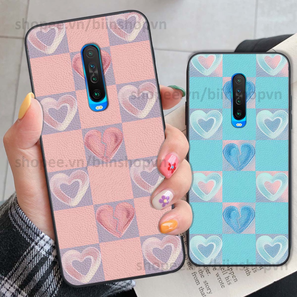 Ốp Xiaomi Redmi K30 / Redmi K30 5G caro trái tim nhiều màu sắc, đầy cá tính, khẳng định phong cách