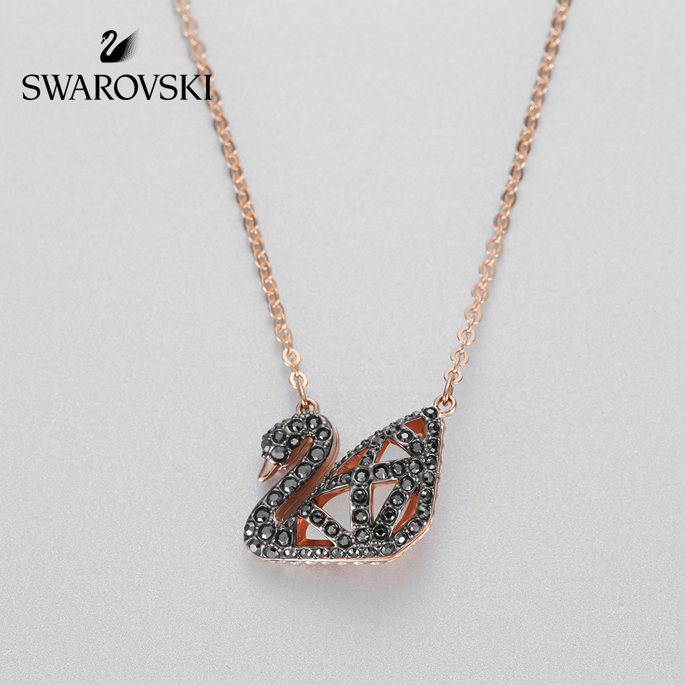 FREE SHIP Dây Chuyền Nữ Swarovski FACET SWAN Thiên nga đen rỗng thời trang Necklace Crystal FASHION cá tính Trang sức trang sức đeo THỜI TRANG