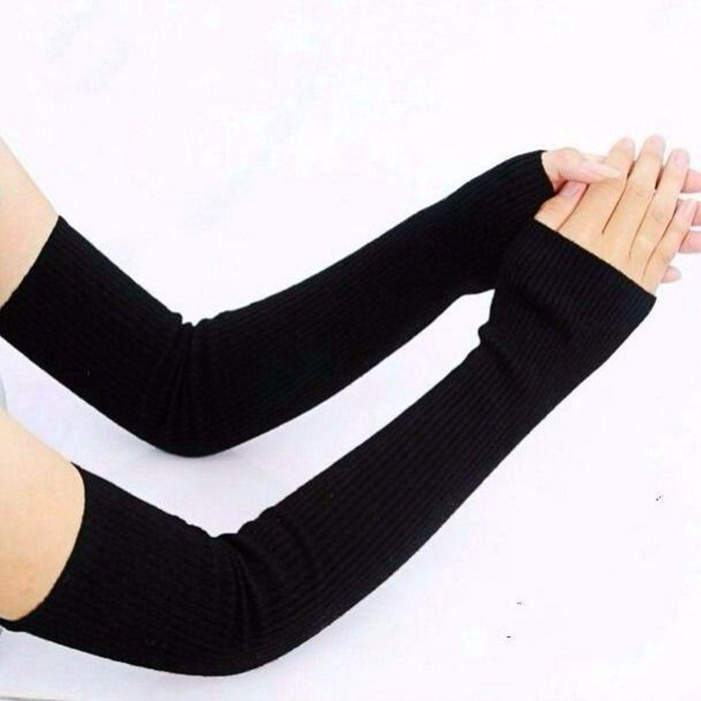 MXGOODS Găng Tay Len Hở Ngón Màu Trơn Giữ Ấm Cho Nữ