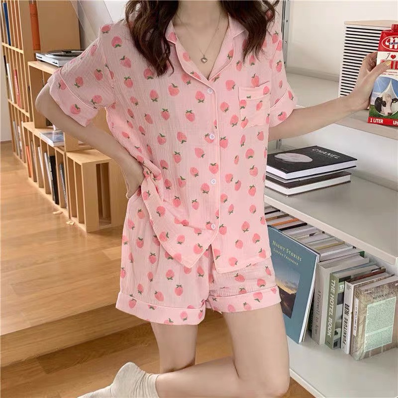 Đồ ngủ pijama bộ mặc nhà nữ cộc tay hàn quốc chất đũi mát dễ thương Lucy Store