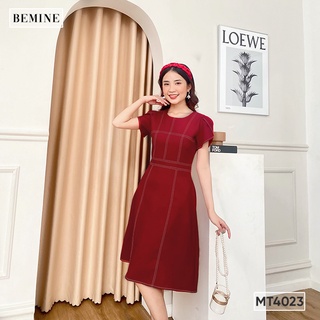 Đầm basic tay búp sen chỉ nổi BEMINE MT4023ĐO