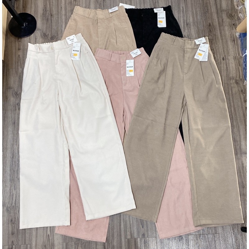 Quần nhung gân mịn - quần nhung ống suông phía sau lưng thun