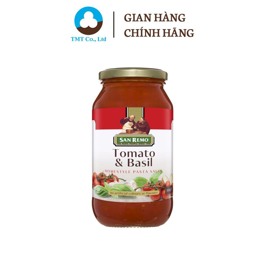 Sốt mì ý sốt mì spaghetti vị cà chua và rau quế thương hiệu San Remo 500g