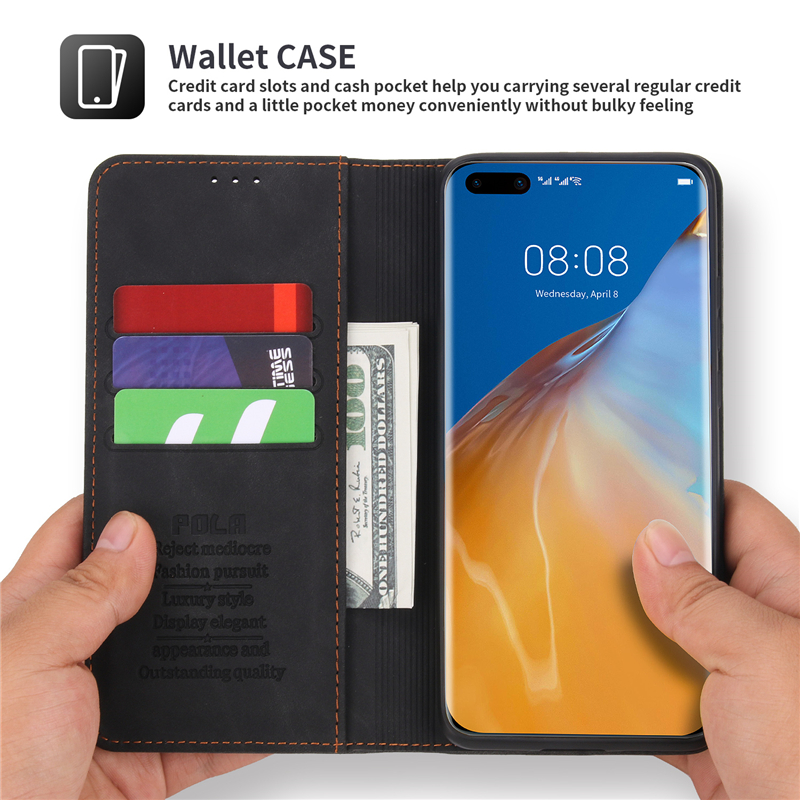 Leather Case Samsung A72 A71 A52 A51 A42 A32 A31 A21S A12 A02  POLA Fashion Auto Closing Card Slot Magnetic Wallet Flip Cover Casing