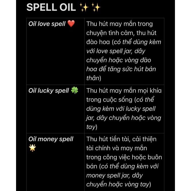 Oil Spell - Spell dầu thoa hỗ trợ thu hút may mắn