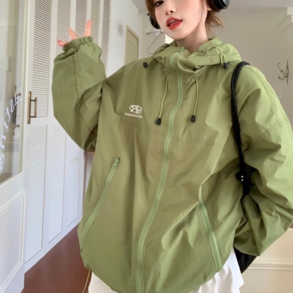 ZHELIHANGFEI Áo Khoác Hoodie Dáng Rộng Thêu Họa Tiết Kiểu Mỹ Cá Tính