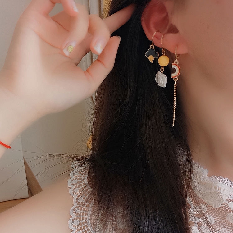 Bông tai họa tiết hoạt hình đám mây/sấm sét/hoa/cầu vồng