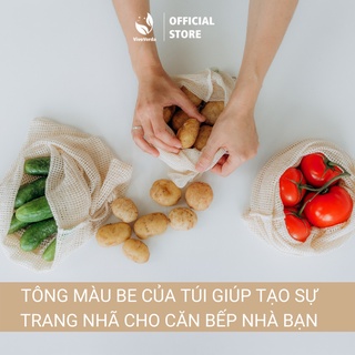 Túi lưới dây rút nhiều kích cỡ đựng hoa quả, túi giặt quần áo