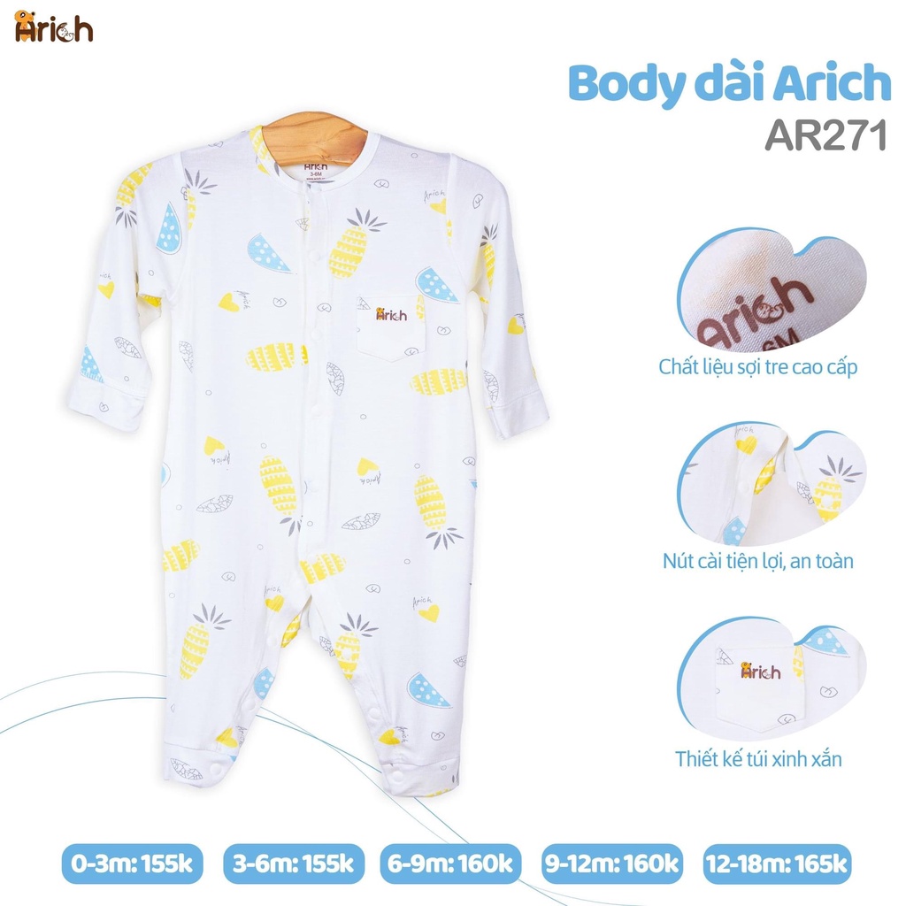 Bộ body dài Arich họa tiết siêu dễ thương cho bé