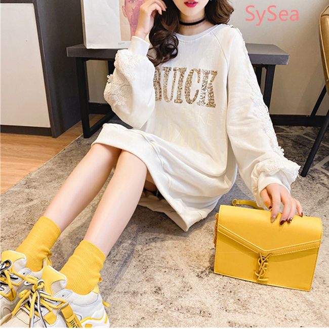 Áo Thun Tay Dài Cổ Tròn Thiết Kế Dáng Rộng Thoải Mái