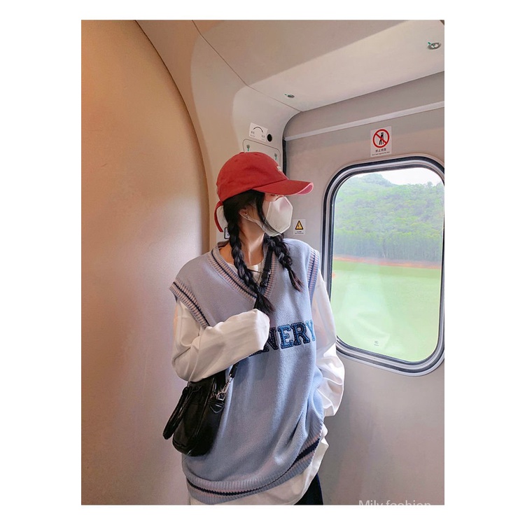 Áo Ba Lỗ Dáng Rộng In Chữ Phong Cách Hàn Quốc Thời Trang Mùa Thu Mới 2021 | BigBuy360 - bigbuy360.vn