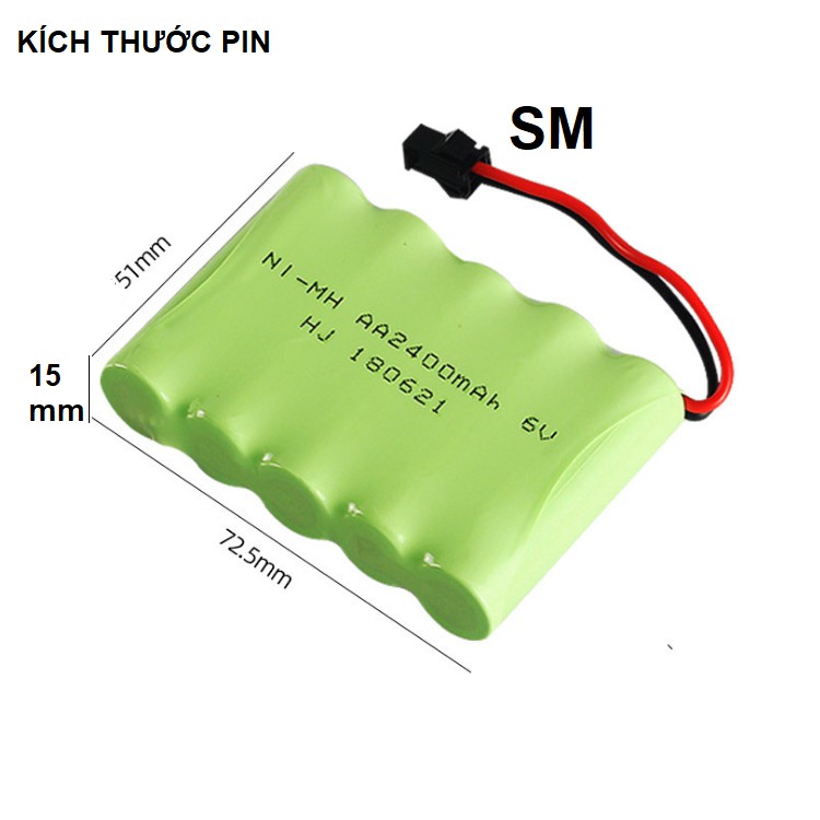 Pin sạc 6v 2400mah /1800mah dùng cho xe mô hình điều khiển từ xa cổng nối SM-2P