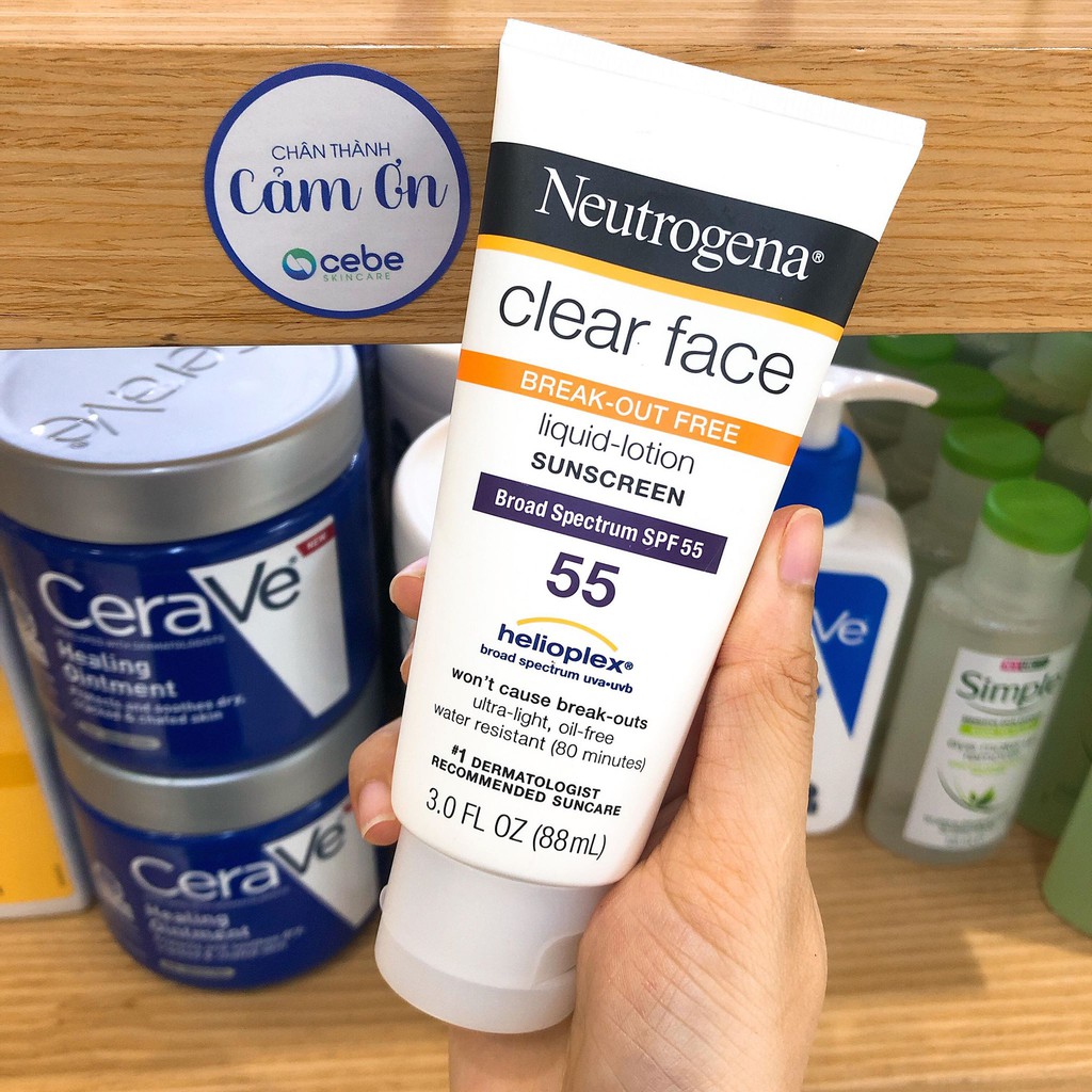 Kem chống nắng Neutrogena Clear Face SPF 55 (88mL)