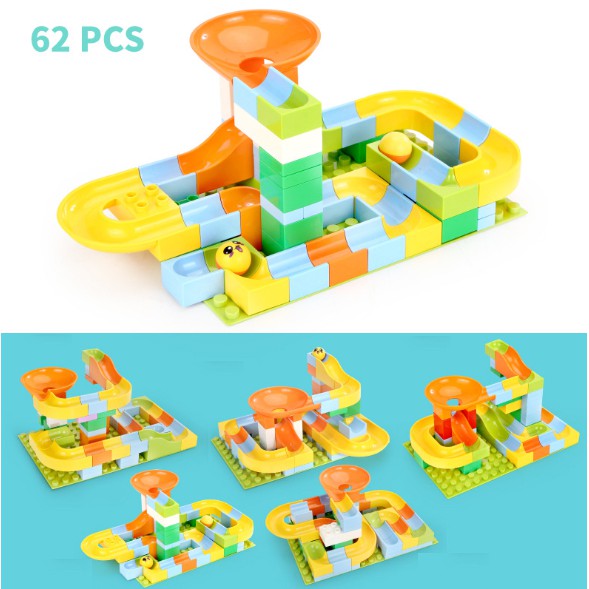 (Loại To) Bộ Xếp Hình Cầu Trượt Lego Thả Bi 61 Chi Tiết Cho Bé Đồ Chơi Xếp Hình Phát Triển Trí Não