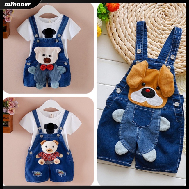 Quần Yếm Jean Ngắn Họa Tiết Hoạt Hình Dễ Thương Cho Bé