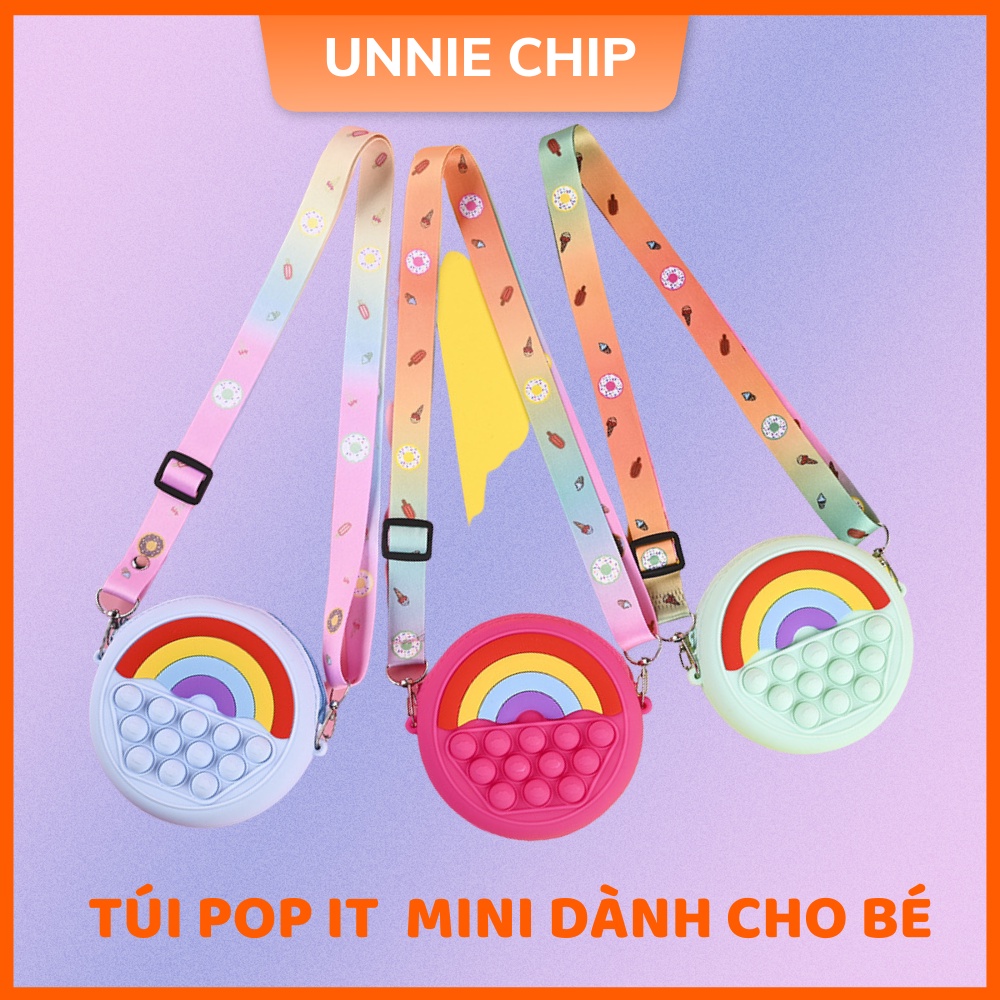 Túi Pop it dáng tròn có dây đeo thời trang giải trí cho bé nhiều màu sắc TX09