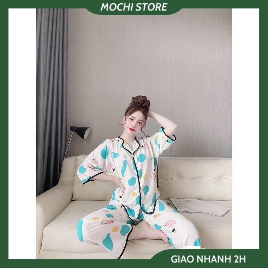 Bộ Ngủ MặC Nhà, Đồ Pijama Ngắn Tay Quần Dài Lượn Sóng Họa Tiết Bò Sữa Chất Lụa Mango Mềm Mịn, Form Dáng Rộng Rãi T | BigBuy360 - bigbuy360.vn
