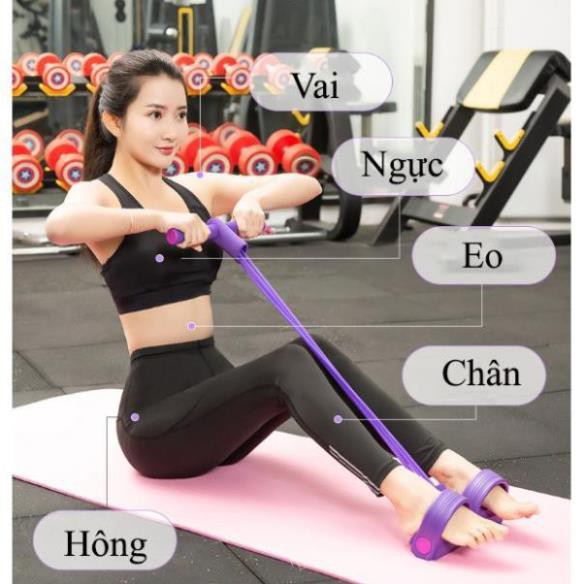 [Loại 4 dây] Dây kéo lưng, Dây tập thể dục, tập gym, tập cơ bụng thông minh tại nhà [CÓ VIDEO HƯỚNG DẪN]