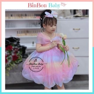 Váy công chúa cho bé gái BinBon Baby, đầm công chúa kẹo bông ngũ sắc cho bé gái