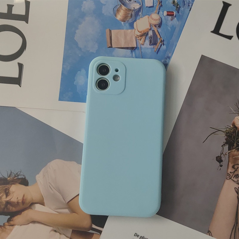 Ốp điện thoại silicon nhân tạo màu trơn không hình cho IPhone 7 8 11 12 13 X Xr Xs Max Pro Plus Mini | BigBuy360 - bigbuy360.vn