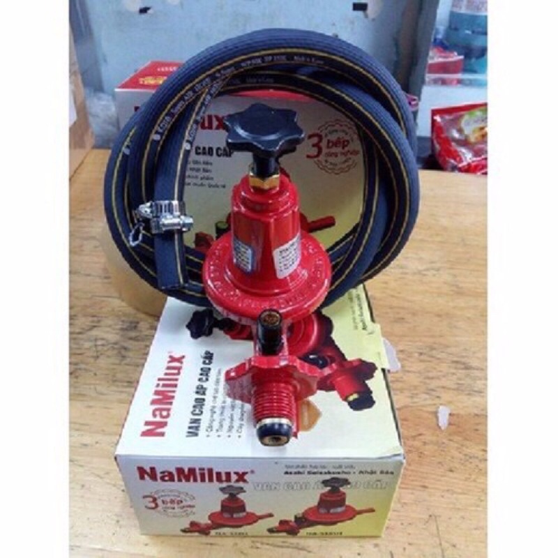 Van gas điều áp bếp công nghiệp Namilux Na 538SH VN 3 bếp và dây công nghiệp Hàn Quốc siêu bền