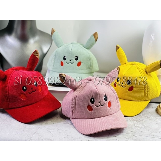 Mũ kết nhung Pikachu cho bé trai bé gái đẹp 1t đến 5t cute (SỈ LE MŨ NÓN TPHCM)