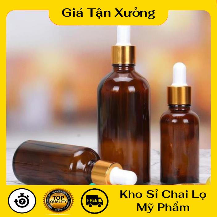 Lọ Chiết Serum ❤ TRÙM SỈ ❤ [100ml] Chai lọ đựng tinh dầu thủy tinh nắp bóp giọt khoen vàng (chai serum) .