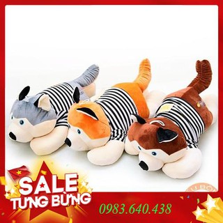 Gấu bông chó husky áo kẻ cao cấp 60cm ( hình thật ) chất đẹp
