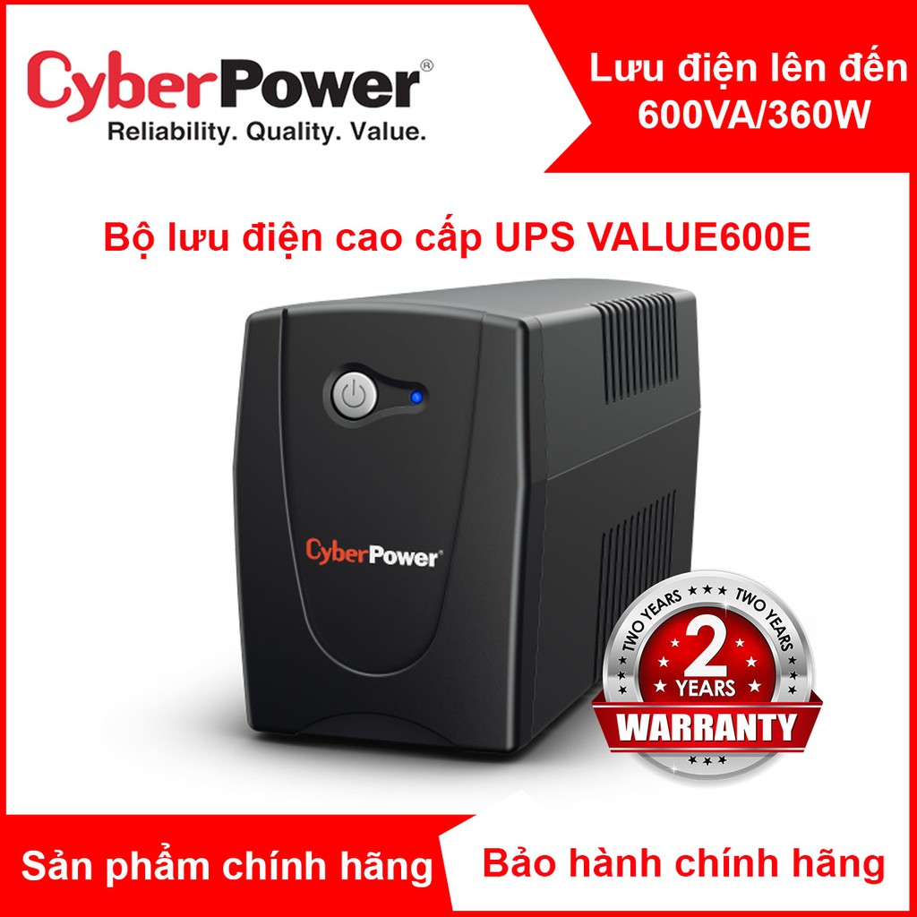 Bộ lưu điện UPS chất lượng cao VALUE600E CyberPower 600VA/360W - Chính hãng